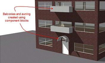 Balconies using construction blocks